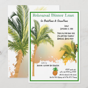 Invitation Dîner de répétition de palmiers de plage
