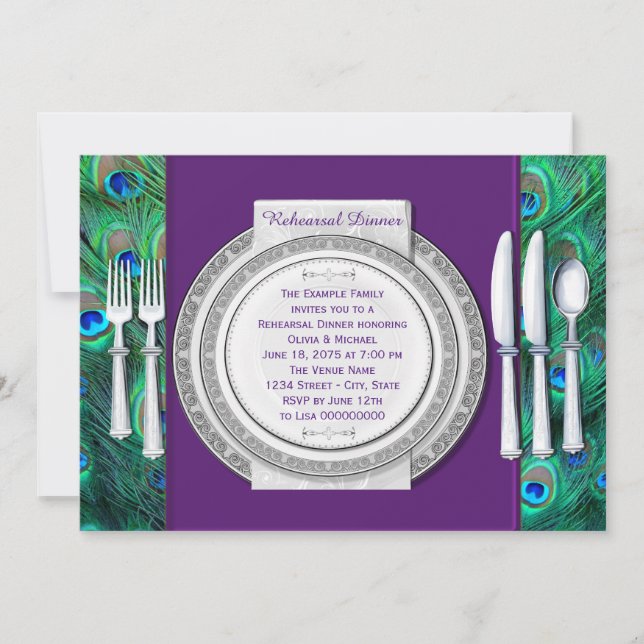 Invitation Dîner de répétition de paon (Devant)