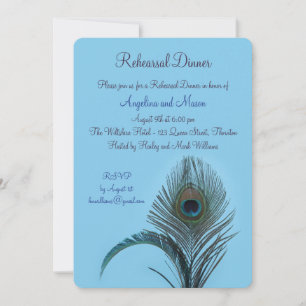 Invitation Dîner de répétition de paon élégant (turquoise)