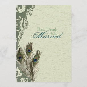 Invitation dîner de répétition de paon vintage élégant