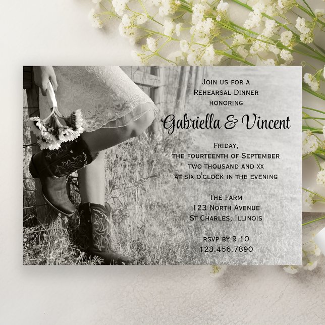 Invitation Dîner de répétition de pays de la cow-girl et des  (Créateur téléchargé)