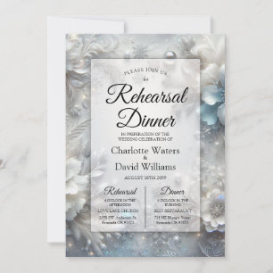 Invitation Dîner de répétition de pétales enneigés en florais