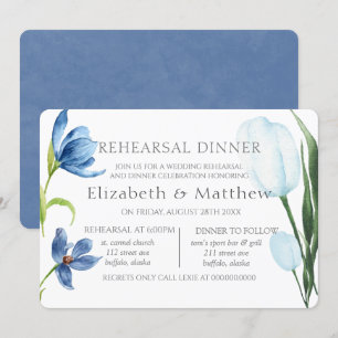 Invitation Dîner de répétition de pivoine bleu Dusty