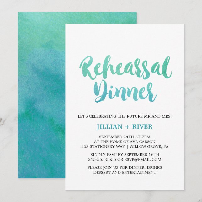 Invitation Dîner de répétition de plage (Devant / Derrière)