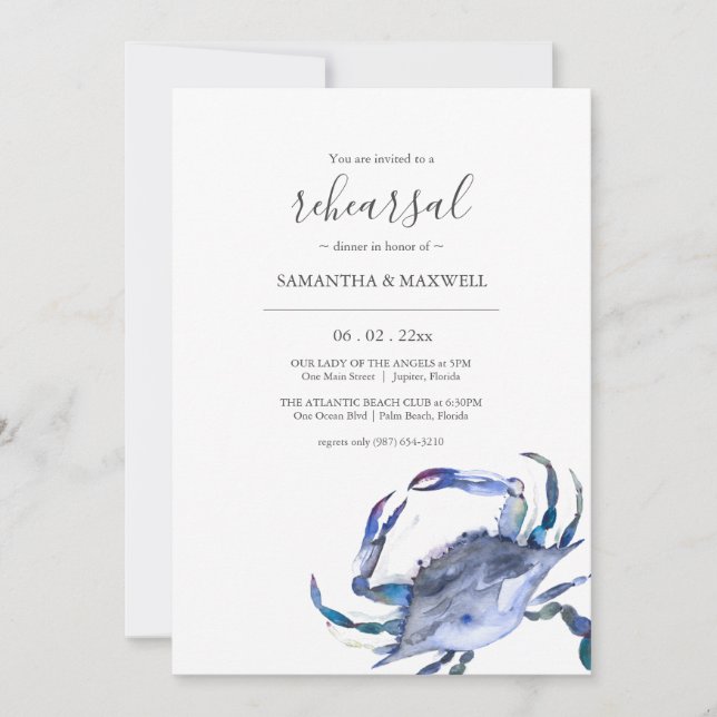 Invitation Dîner de répétition de plage Modèle de l'invitatio (Devant)
