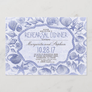 Invitation Dîner de répétition de plage nautique des coquilla