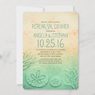 Invitation Dîner de répétition de plage Ombre - dollar de sab