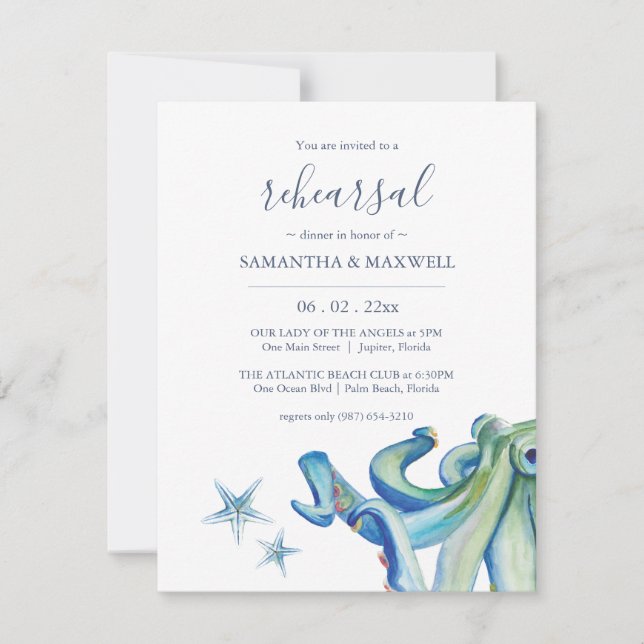 Invitation Dîner de répétition de plage personnalisé Invitati (Devant)