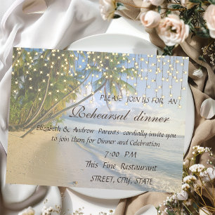 Invitation Dîner de répétition de plage tropicale, palmier, g