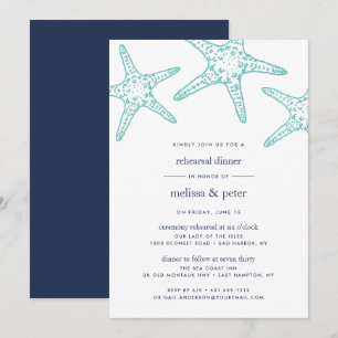 Invitation Dîner de répétition de poisson-Starfish Aqua & Nav