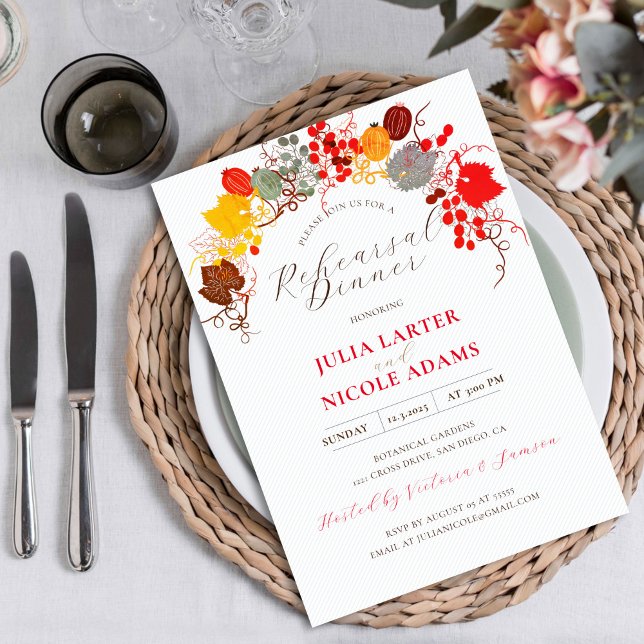 Invitation Dîner de répétition de raisins de Berry Fleurs Fra (Créateur téléchargé)