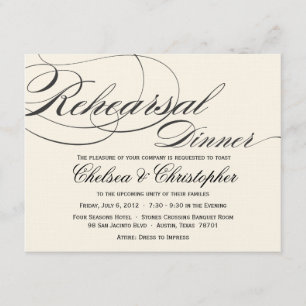 Invitation Dîner de répétition de script élégant - Noir