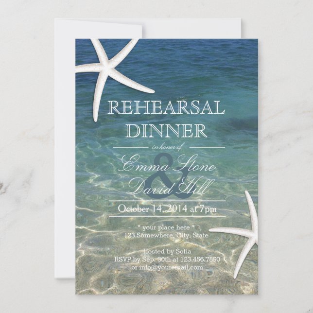 Invitation Dîner de répétition de Starfish de la plage tropic (Devant)