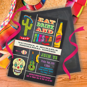 Invitation Dîner de répétition de tableau noir Fiesta mexicai