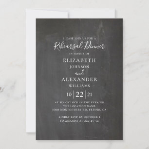 Invitation Dîner de répétition de tableau noir. Moderne gris