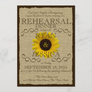 Invitation Dîner de répétition de tournesol