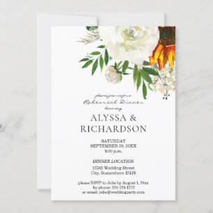 Invitation Dîner de répétition de tournesol et blanc - Blanc