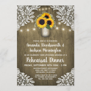 Invitation Dîner de répétition de tournesol Mason Jar Invitat
