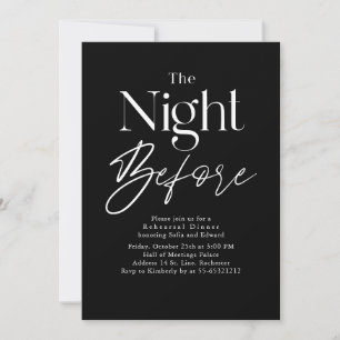 Invitation Dîner de répétition de typographie moderne noire