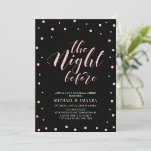 Invitation Dîner de répétition de typographie moderne or rose