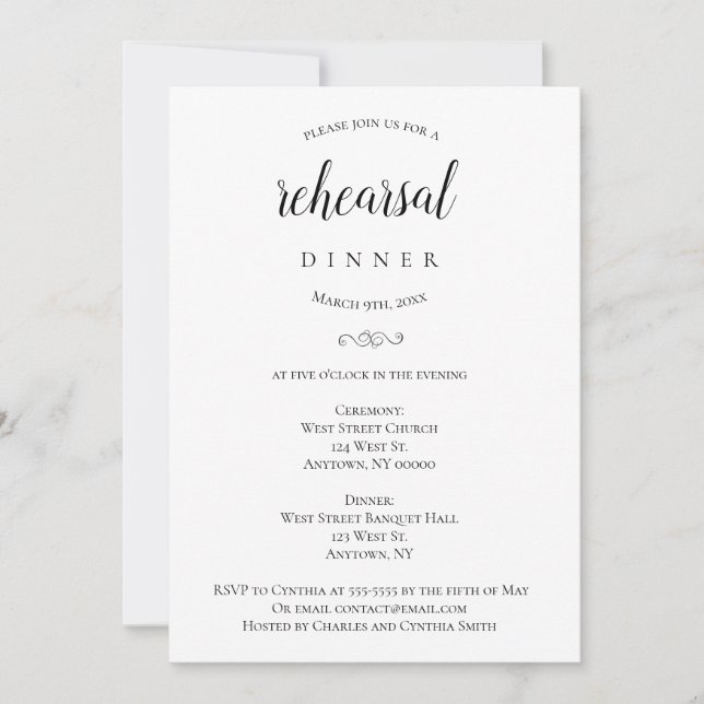 Invitation Dîner de répétition de typographie simple Invitati (Devant)