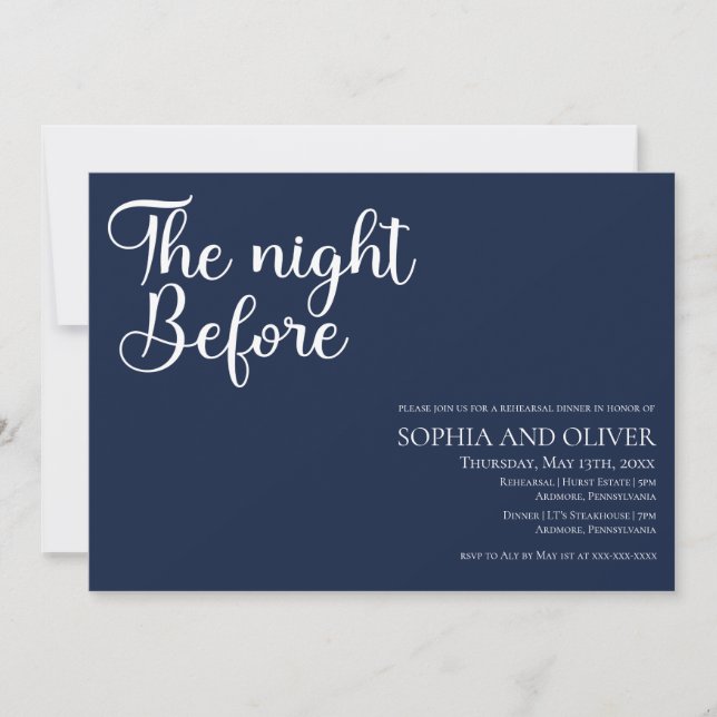 Invitation Dîner de répétition de typographie unique et éléga (Devant)