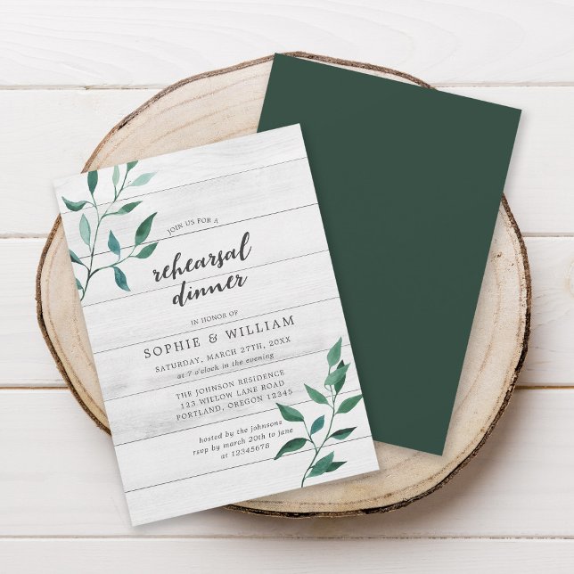 Invitation Dîner de répétition de verdure rustique (Créateur téléchargé)