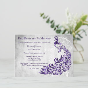 Invitation Dîner de répétition de vigne violet Peacock Leaf I