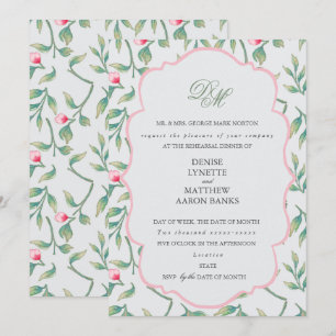 Invitation Dîner de répétition délicieuse de fleurs