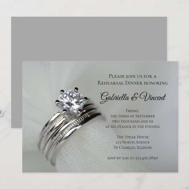 Invitation Dîner de répétition des anneaux mariages Invitatio (Devant / Derrière)