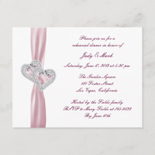 Invitation Dîner de répétition des coeurs roses personnalisés
