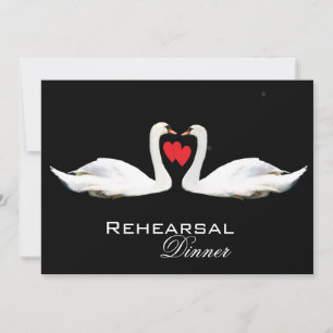Invitation Dîner de répétition des cygnes romantiques