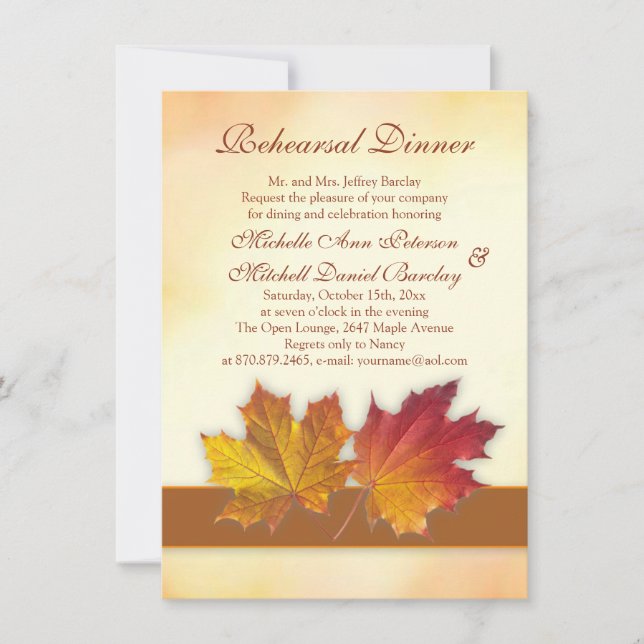 Invitation Dîner de répétition des feuilles de l'érable rouge (Devant)