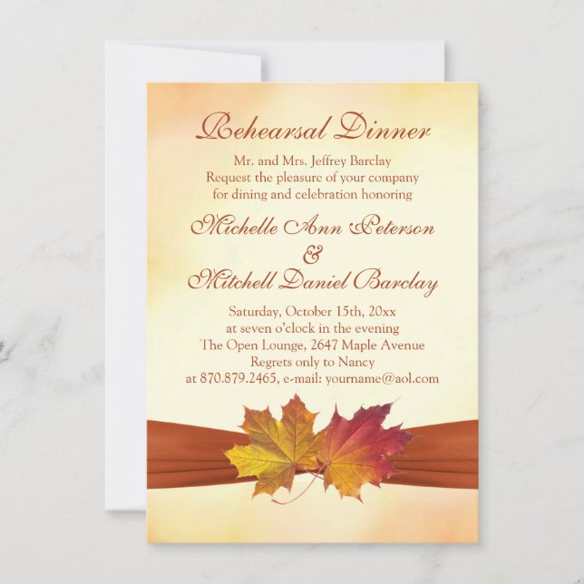 Invitation Dîner de répétition des feuilles de l'érable rouge (Devant)
