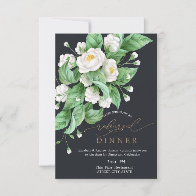Invitation Dîner de répétition des fleurs blanches (Devant)