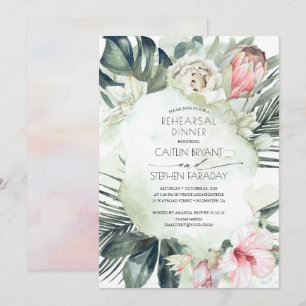 Invitation Dîner de répétition des fleurs de plage tropicales