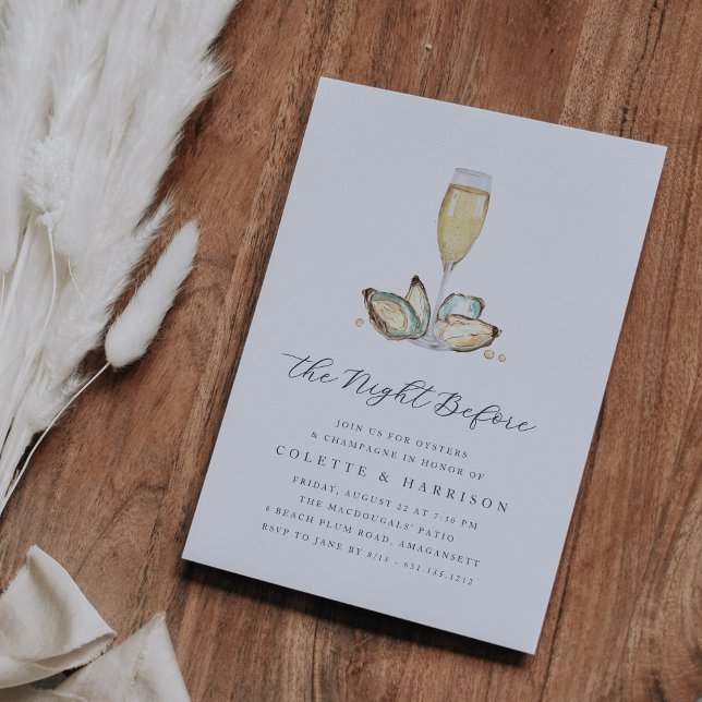 Invitation Dîner de répétition des huîtres côtières et du cha (Oysters & champagne rehearsal dinner invitations)