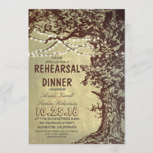 Invitation Dîner de répétition des lumières à cordes d'arbre 