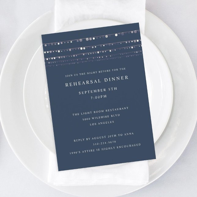 Invitation Dîner de répétition des lumières fées romantiques (Créateur téléchargé)