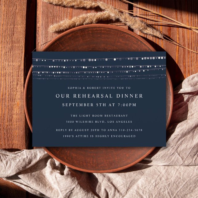 Invitation Dîner de répétition des lumières fées romantiques (Créateur téléchargé)
