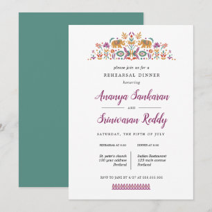 Invitation Dîner de répétition des mariages de fleurs indienn