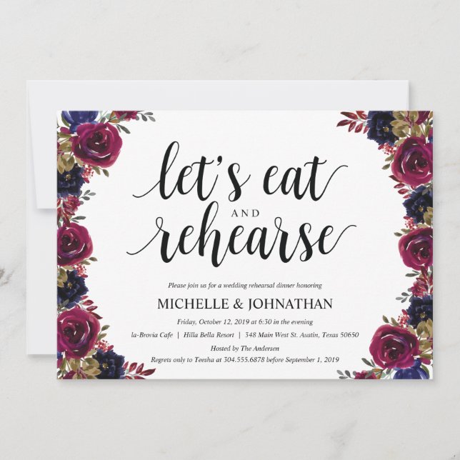 Invitation Dîner de répétition des Mariages de la marine de B (Devant)