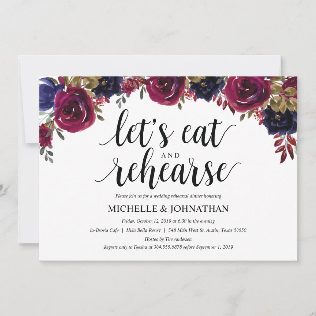 Invitation Dîner de répétition des Mariages de la marine de B (Devant)