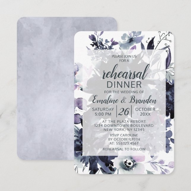 Invitation Dîner de répétition des Mariages de la marine flor (Devant / Derrière)