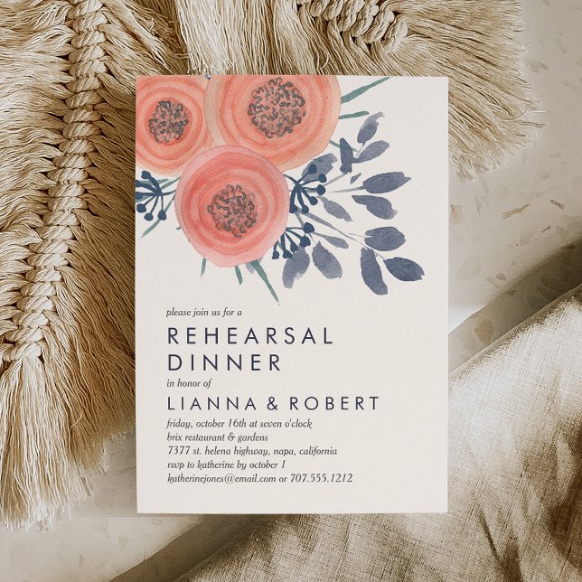 Invitation Dîner de répétition des pavots de pêche (Créateur téléchargé)