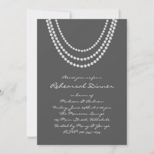 Invitation Dîner de répétition des perles des années 1920 Inv