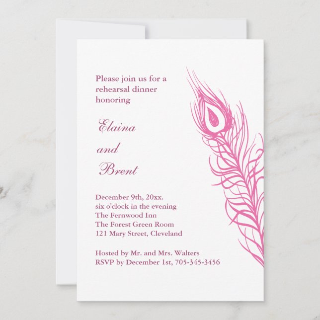 Invitation Dîner de répétition des plumes de la queue secouer (Devant)