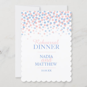 Invitation Dîner de répétition des points de confetti bleu ro