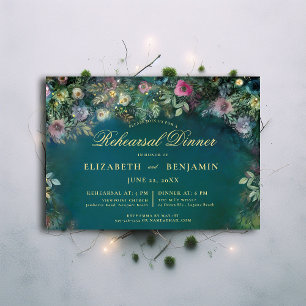 Invitation Dîner de répétition des Roses de la forêt enchanté