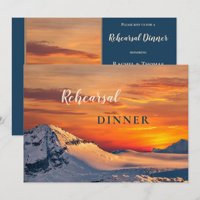 Invitation Dîner de répétition d'hiver du coucher de soleil c (Devant / Derrière)